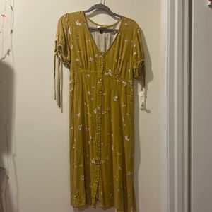 Yellow floral puff sleeve dress